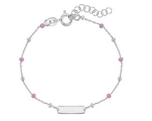 good-looking small silver pink enamel ball id bracelet for babies and kids